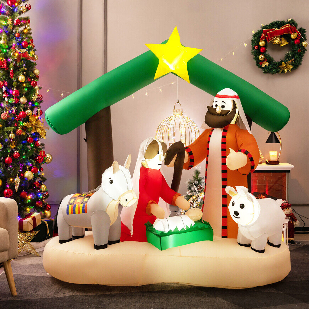 6.7 Feet Inflatable Nativity Scene with LED Lights for Christmas Yard Decor