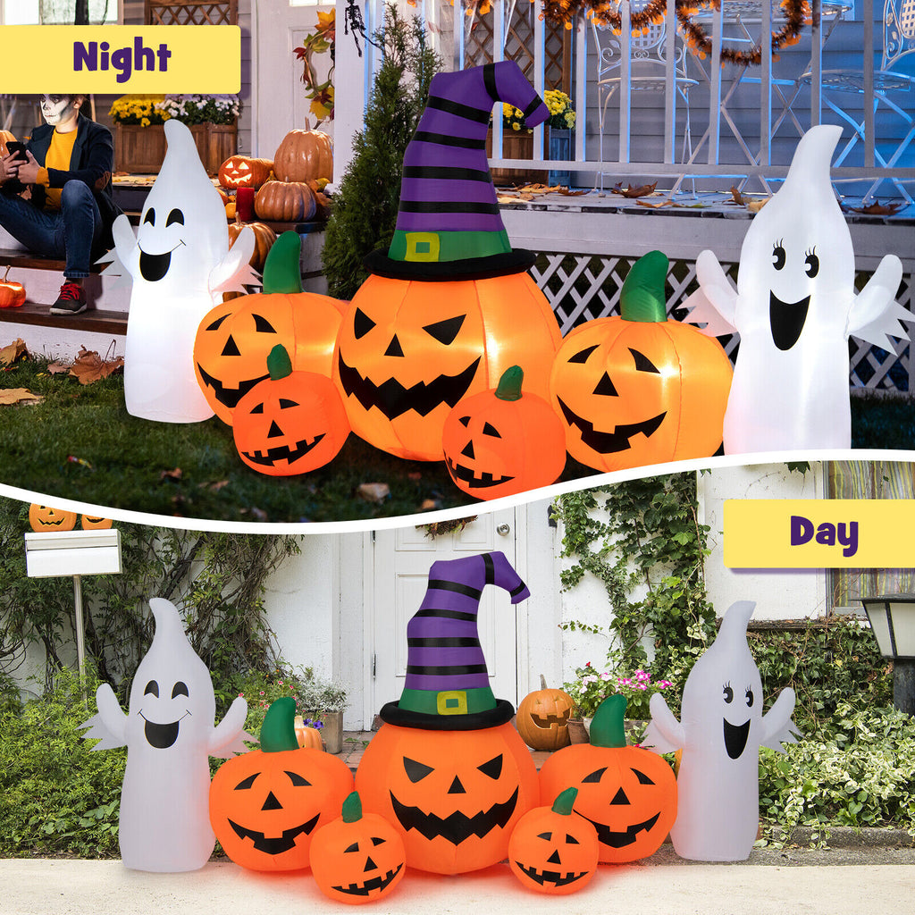 Halloween Inflatable Pumpkins with Ghosts - 9 Feet Long, Waterproof Yard Decor - Variation: Inflatable Pumpkins