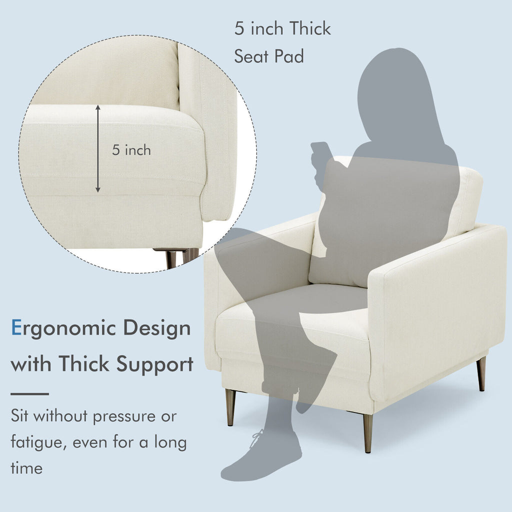 Modern Upholstered Accent Chair White