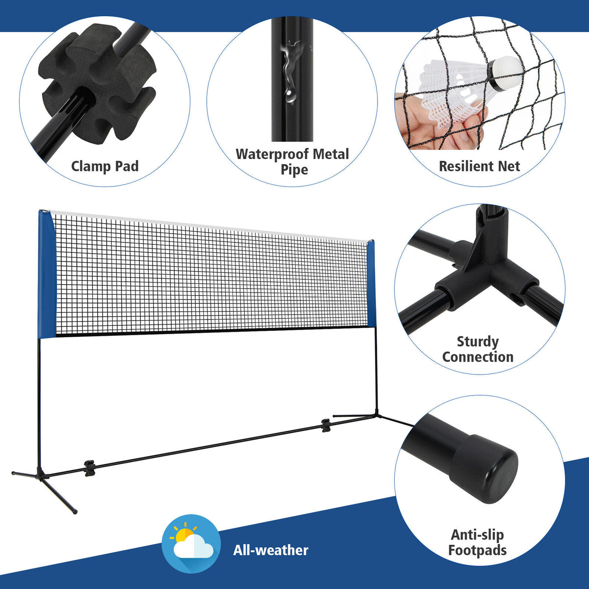 10/14 Feet Adjustable Badminton Net Stand with Portable Carry Bag - Adjustable Net Heights