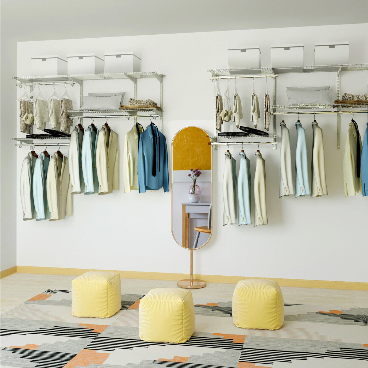 Closet Organizer Kit 3-5 Feet Wall-Mounted System - White