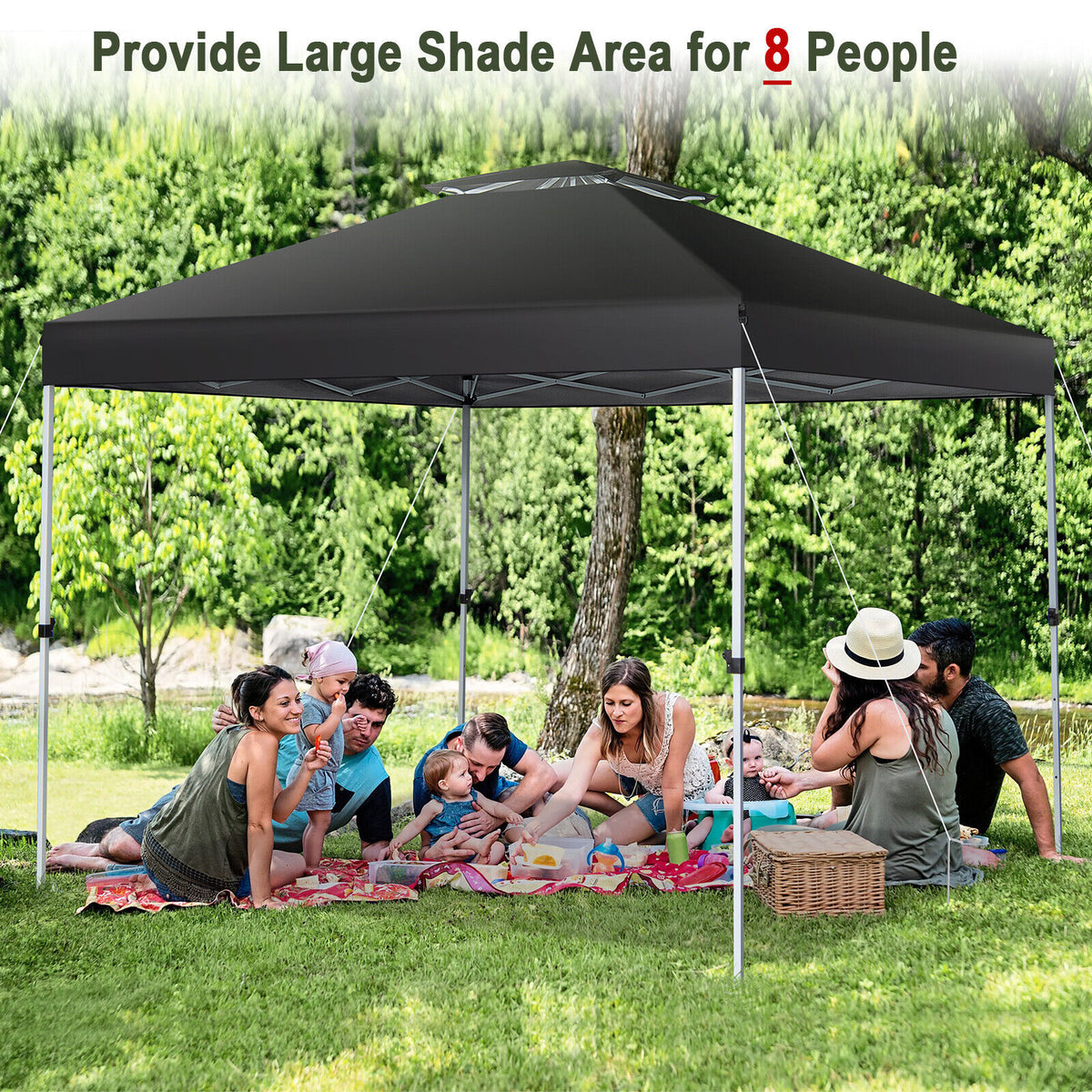 2-Tier 10 x Feet Pop-up Canopy Tent with Wheeled Carry Bag