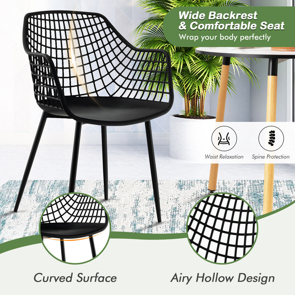 Modern Dining Chair Set of 4 with Hollow Backrest - Black