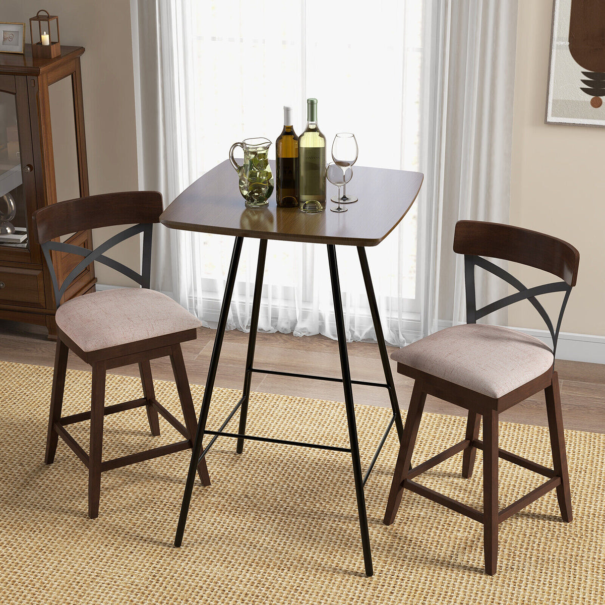 Wooden Swivel Bar Stools Set of 2 - 30 Inches