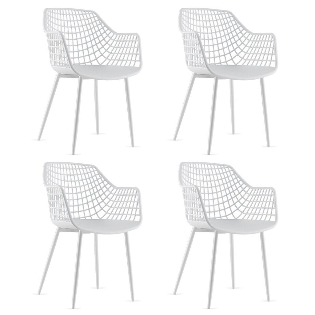 Modern Dining Chair Set of 4 with Hollow Backrest - Black