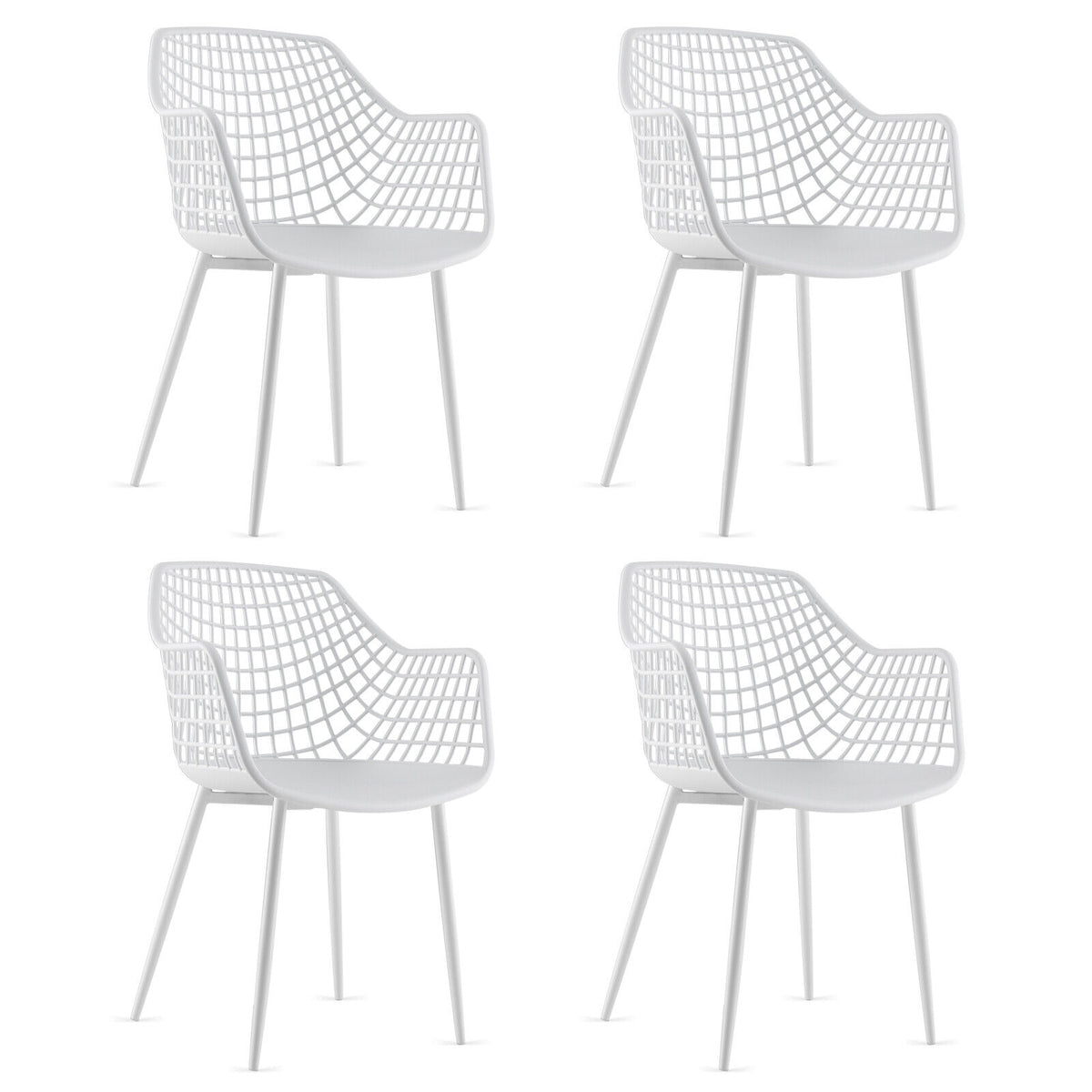 Modern Dining Chair Set of 4 with Hollow Backrest - Black