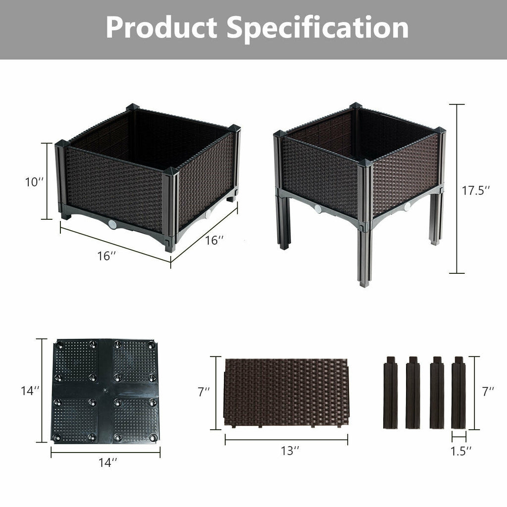 Elevated Garden Planter Box Set of 4 - Brown