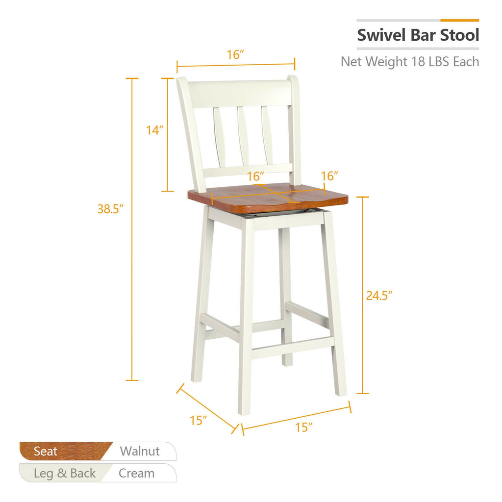 24.5" Swivel Bar Stools Set of 2 - White