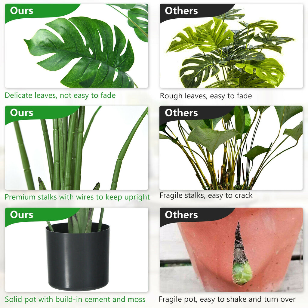 Artificial Monstera Tree with 10 Realistic Leaves for Indoor & Outdoor Decor - 4 Feet