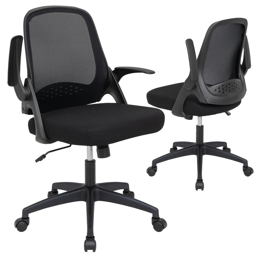 Adjustable Mesh Office Chair with Flip-up Armrest - Black