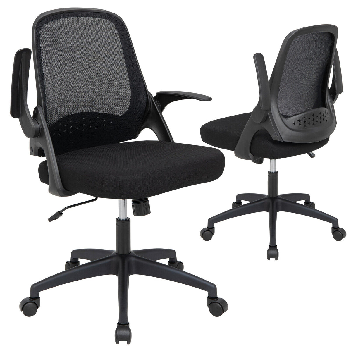 Adjustable Mesh Office Chair with Flip-up Armrest - Black