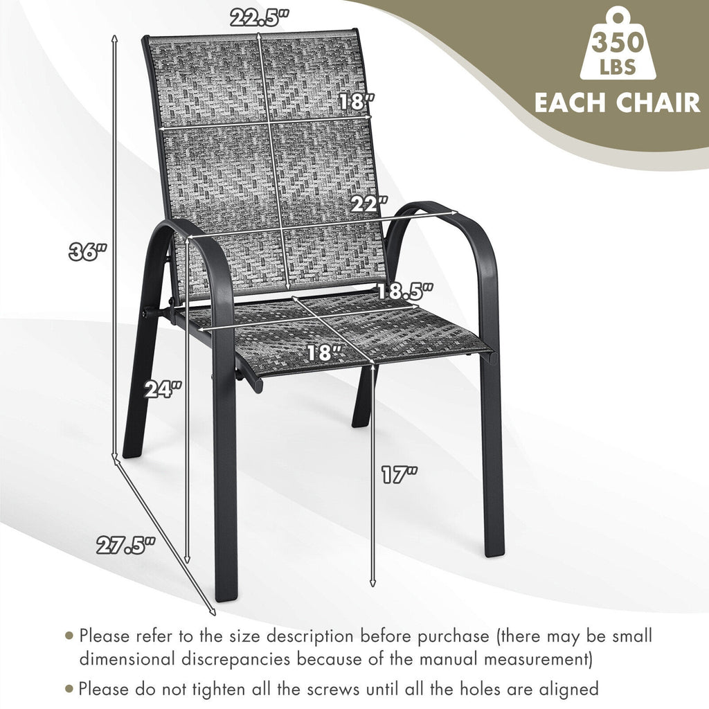 Outdoor Wicker Stackable Chairs Set of 6 - Gray