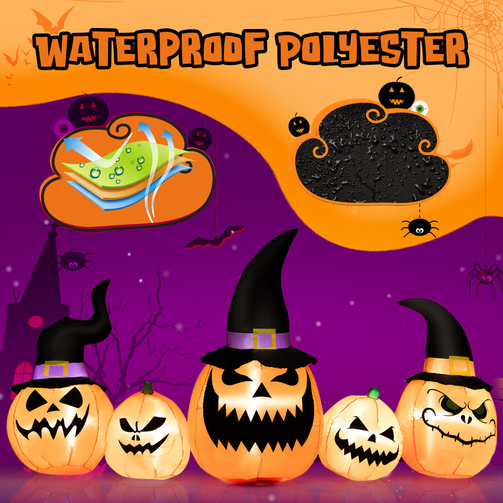 Inflatable Pumpkin Family Halloween Yard Decoration with LED Lights - Waterproof, 8 Feet