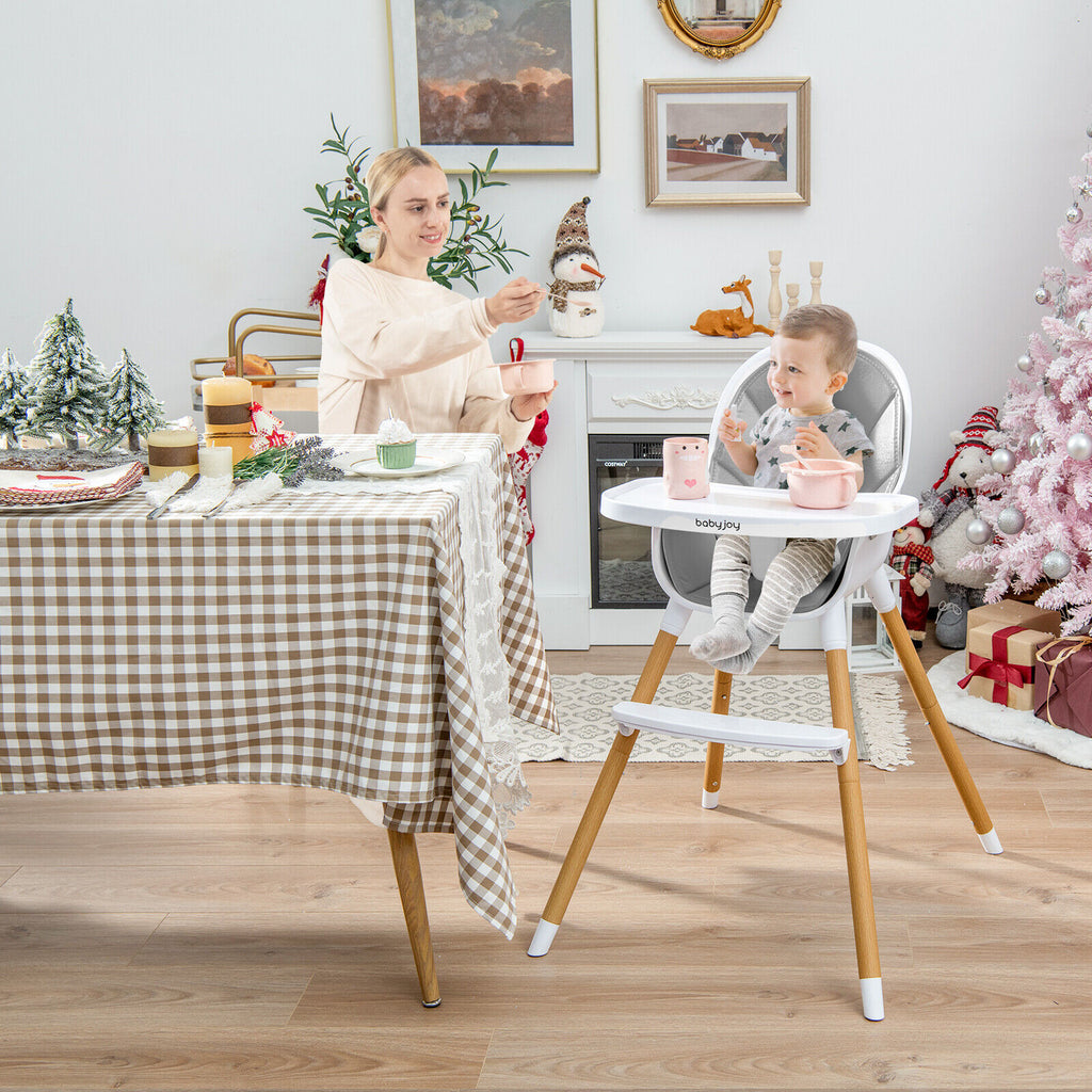 4-in-1 Convertible Baby High Chair Infant Feeding Chair Gray - Adjustable & Safe