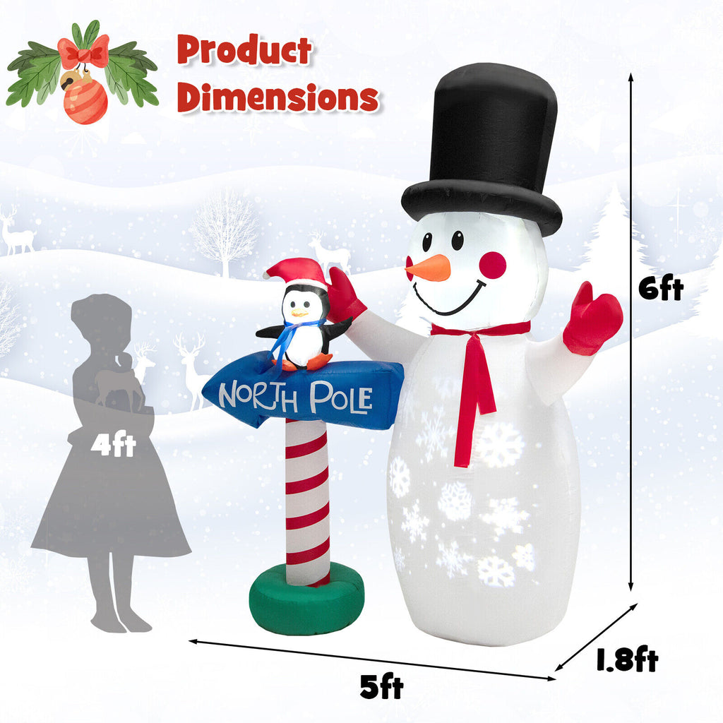 6 Feet Inflatable Christmas Decoration with Snowflake Projector and Penguin Variation of THIS Listing