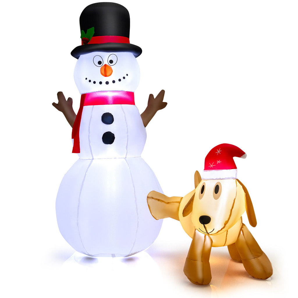 6 Ft Inflatable Snowman and Dog Christmas Decoration with LED Lights