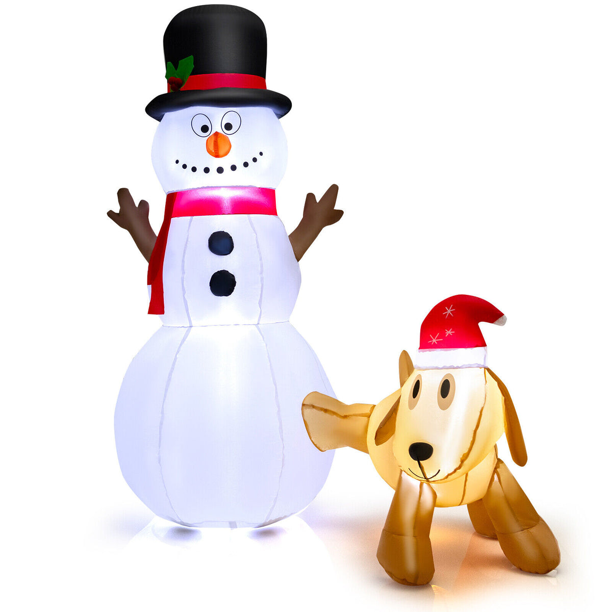 6 Ft Inflatable Snowman and Dog Christmas Decoration with LED Lights