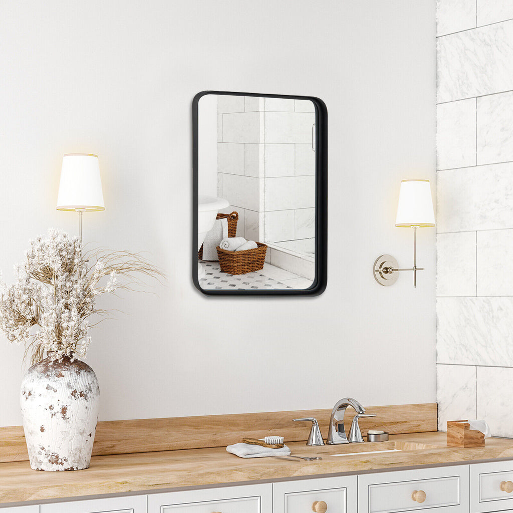 Rectangular Wall Mount Bathroom Mirror with Steel Frame - M Variation
