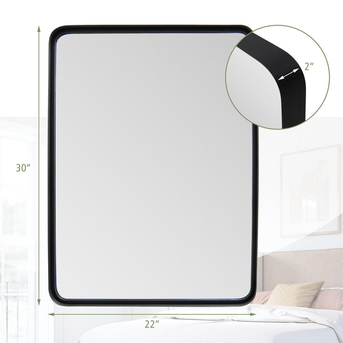 Rectangular Wall Mount Bathroom Mirror with Steel Frame - M Variation