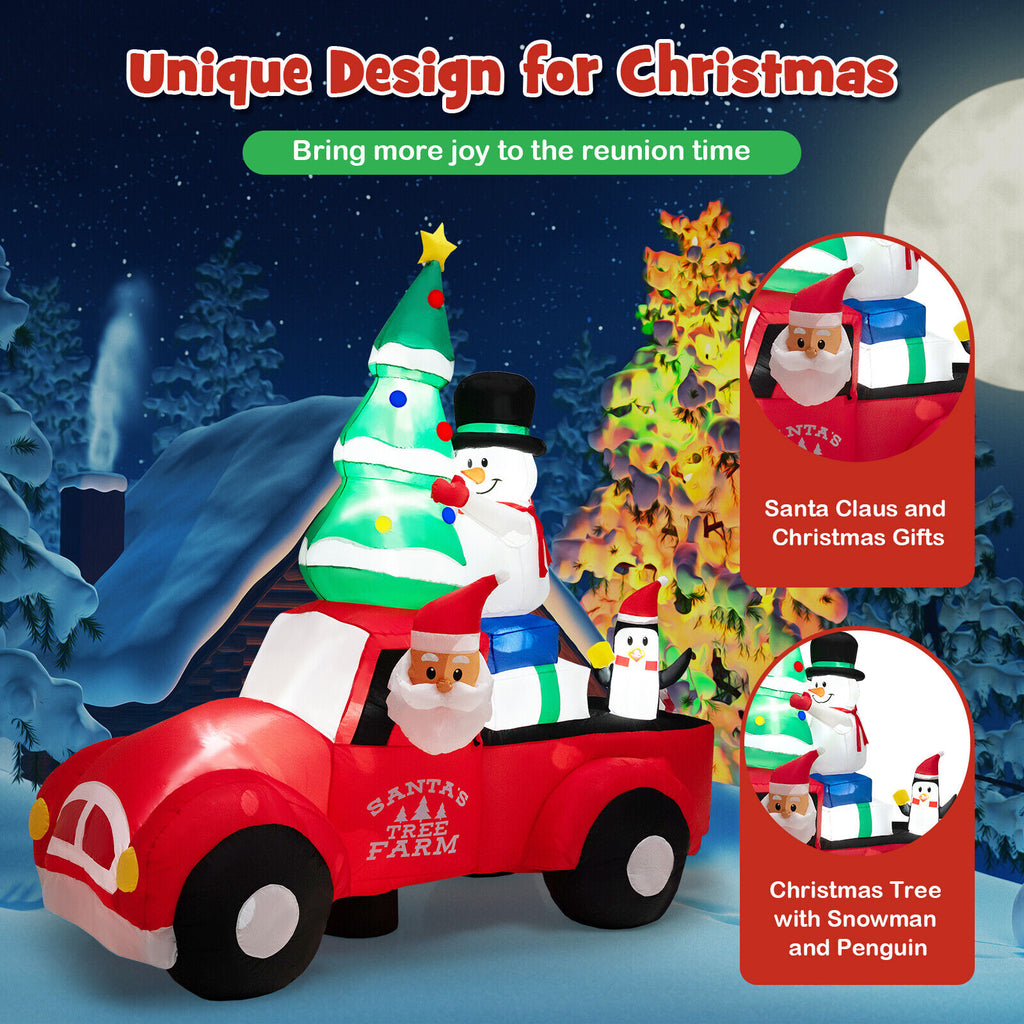 Inflatable Santa Claus Driving a Car with LED Lights & Air Blower - 8ft Christmas Decoration - Santa Car B Style