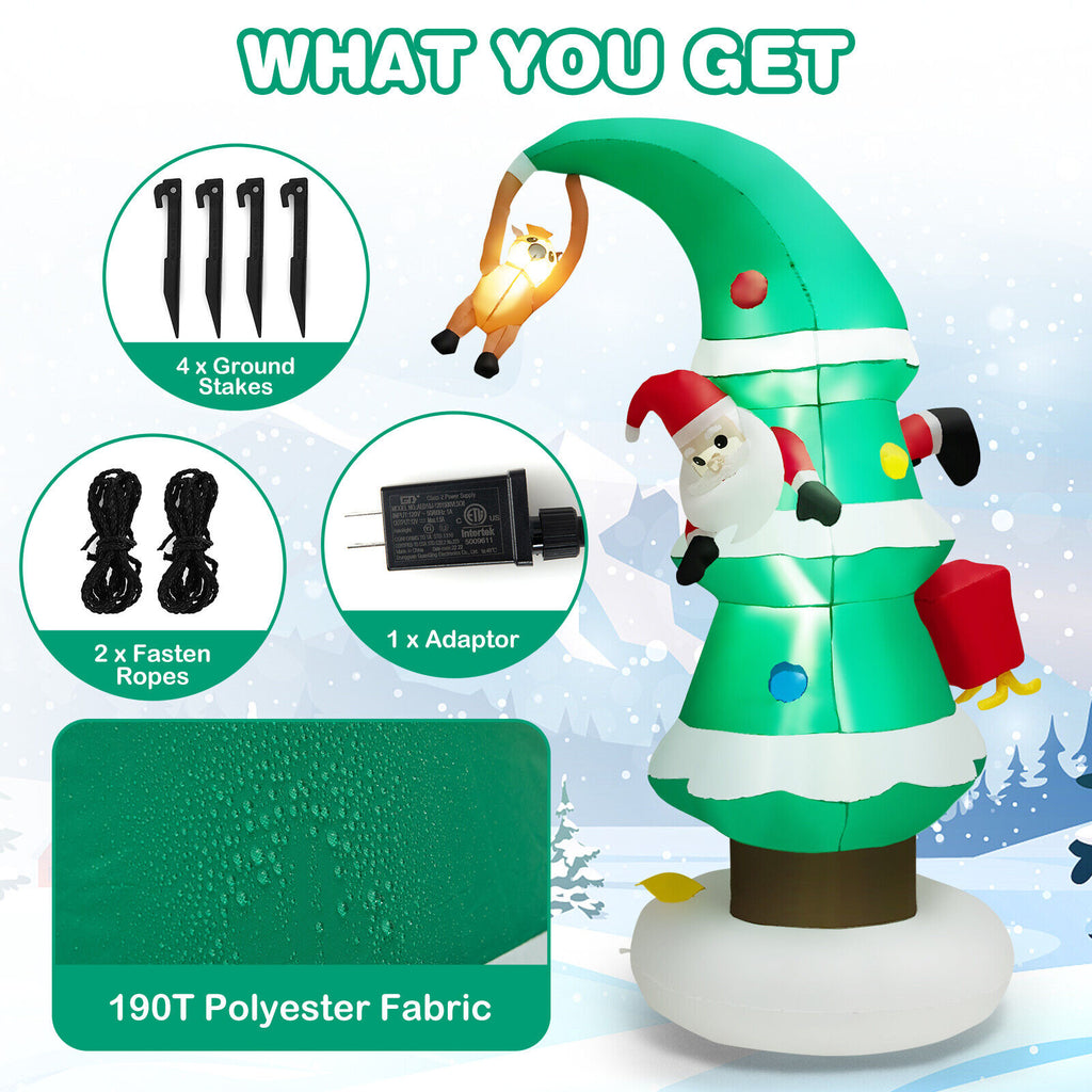 Inflatable Christmas Tree with Santa Claus - 8ft Holiday Decor with LED Lights - Variation: F Style