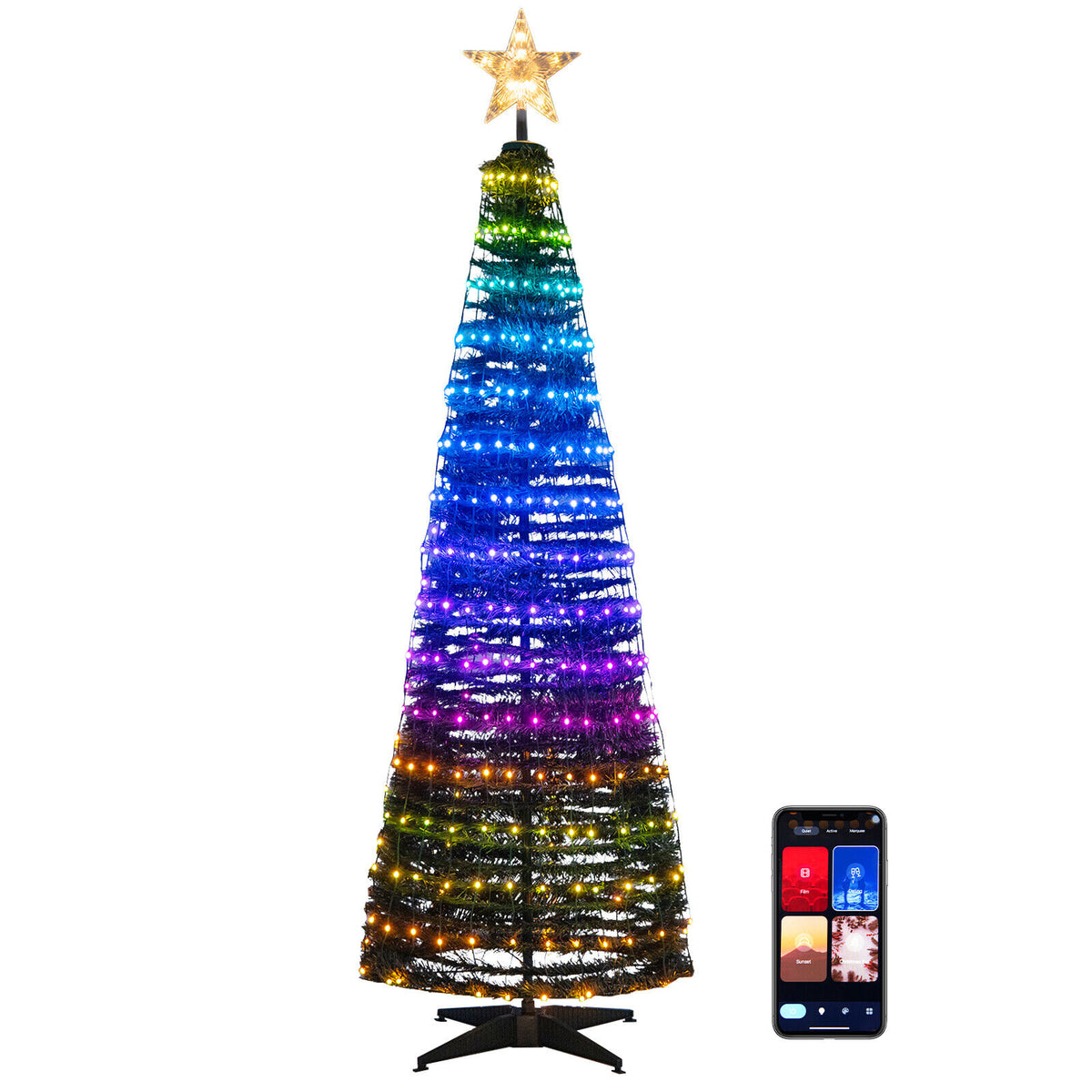 6.2 Feet Pop-up Lighted Christmas Tree with 282 RGB LED Lights - Green