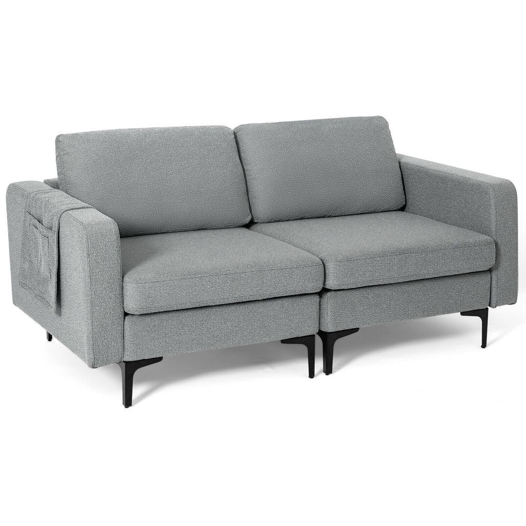 Loveseat Sofa with Armrest Storage, Gray