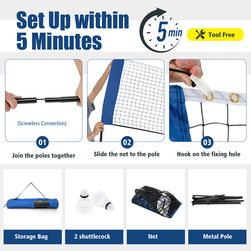 10/14 Feet Adjustable Badminton Net Stand with Portable Carry Bag - Adjustable Net Heights