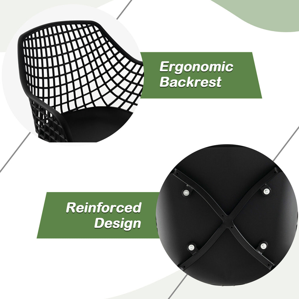 Modern Dining Chair Set of 4 with Hollow Backrest - Black