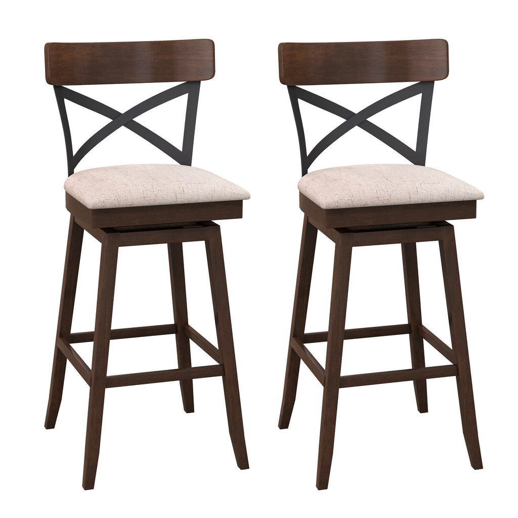 Wooden Swivel Bar Stools Set of 2 - 30 Inches