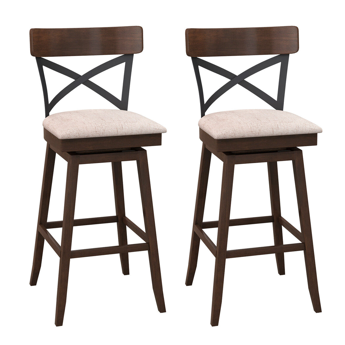 Wooden Swivel Bar Stools Set of 2 - 30 Inches