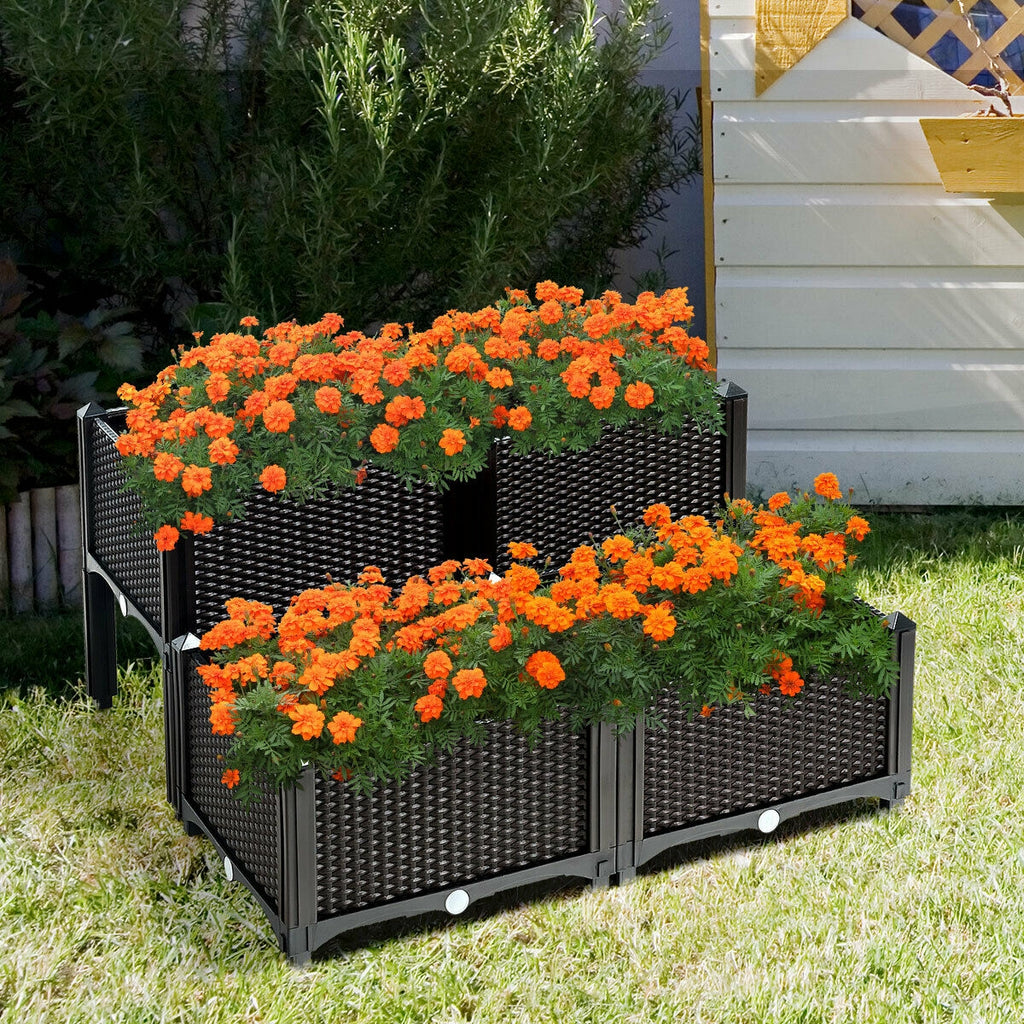 Elevated Garden Planter Box Set of 4 - Brown