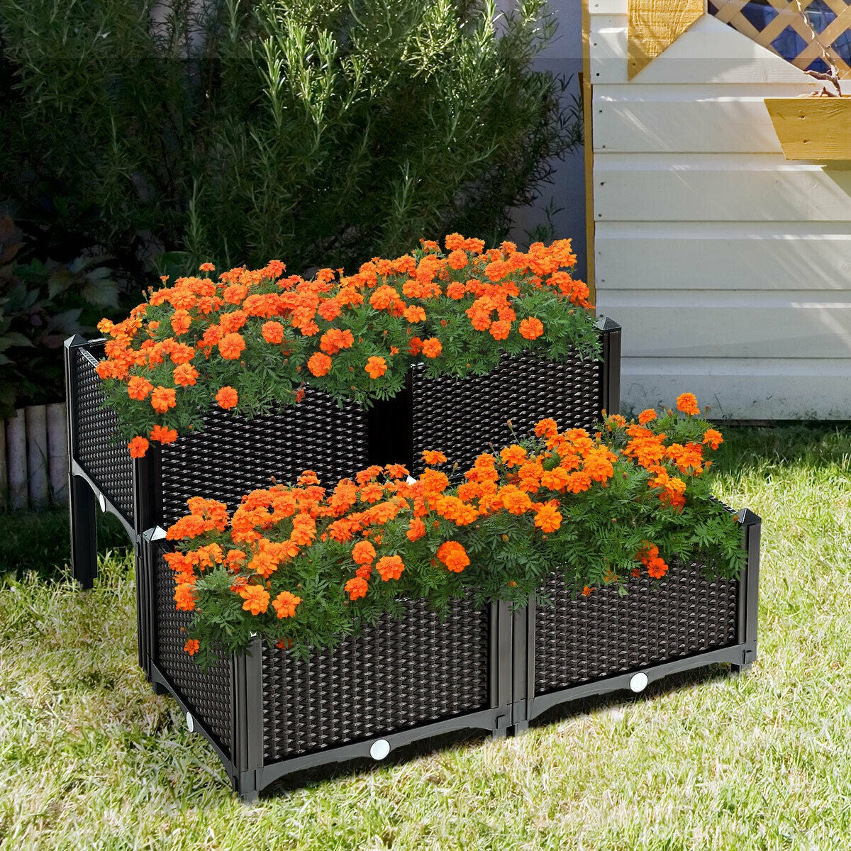 Elevated Garden Planter Box Set of 4 - Brown