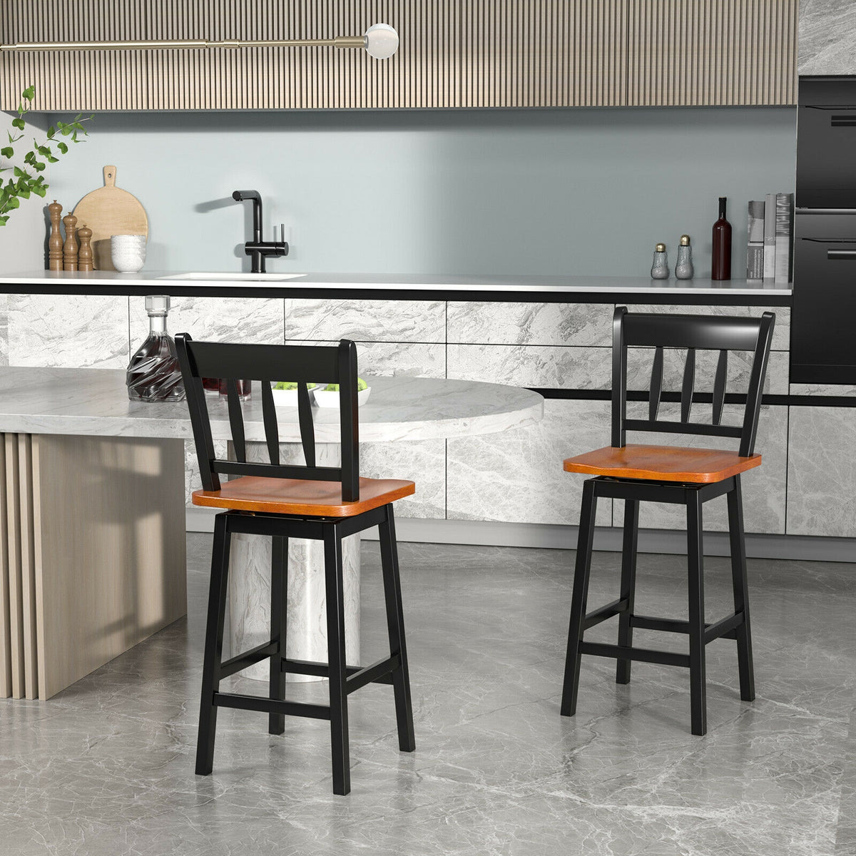 24.5" Swivel Bar Stools Set of 2 - White