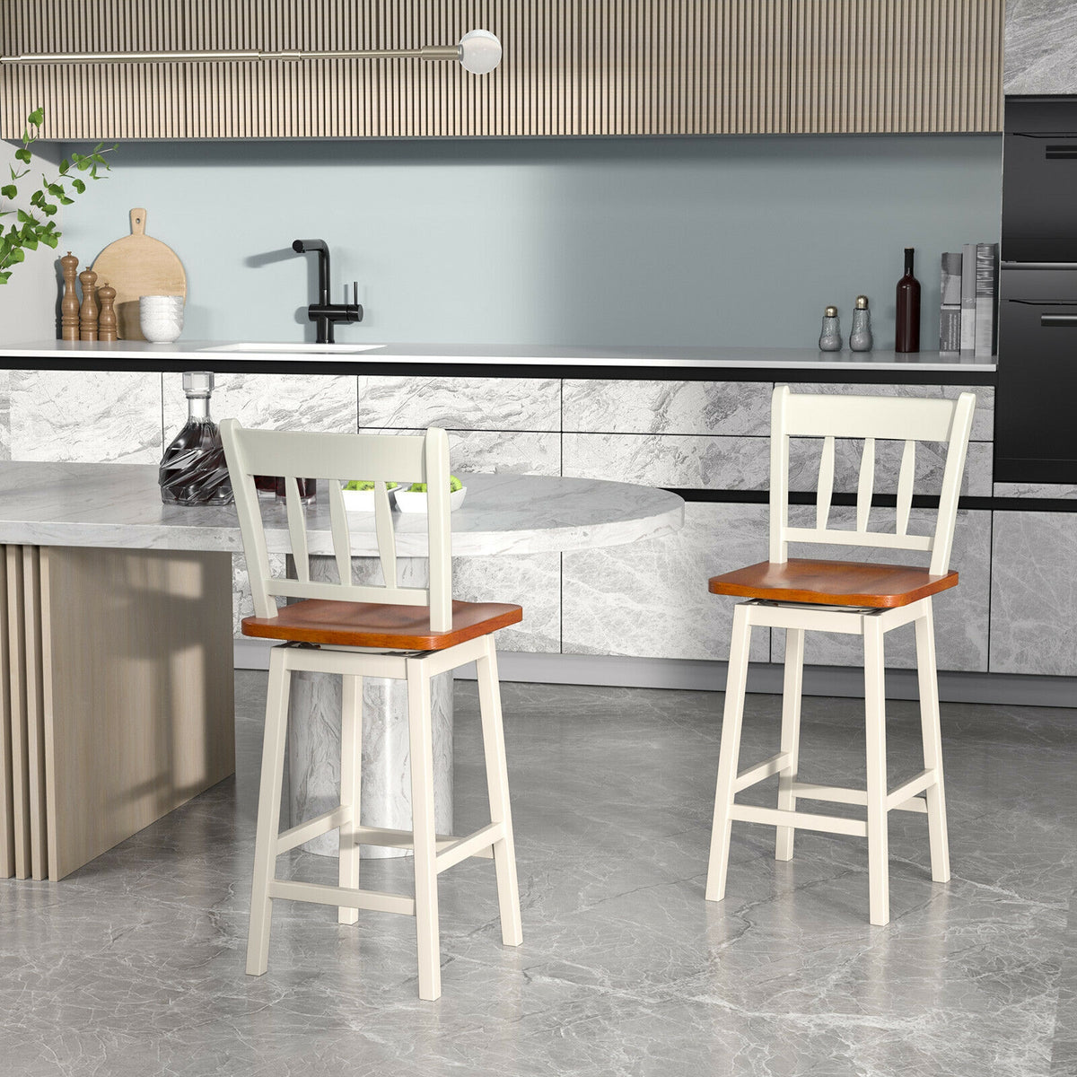 24.5" Swivel Bar Stools Set of 2 - White