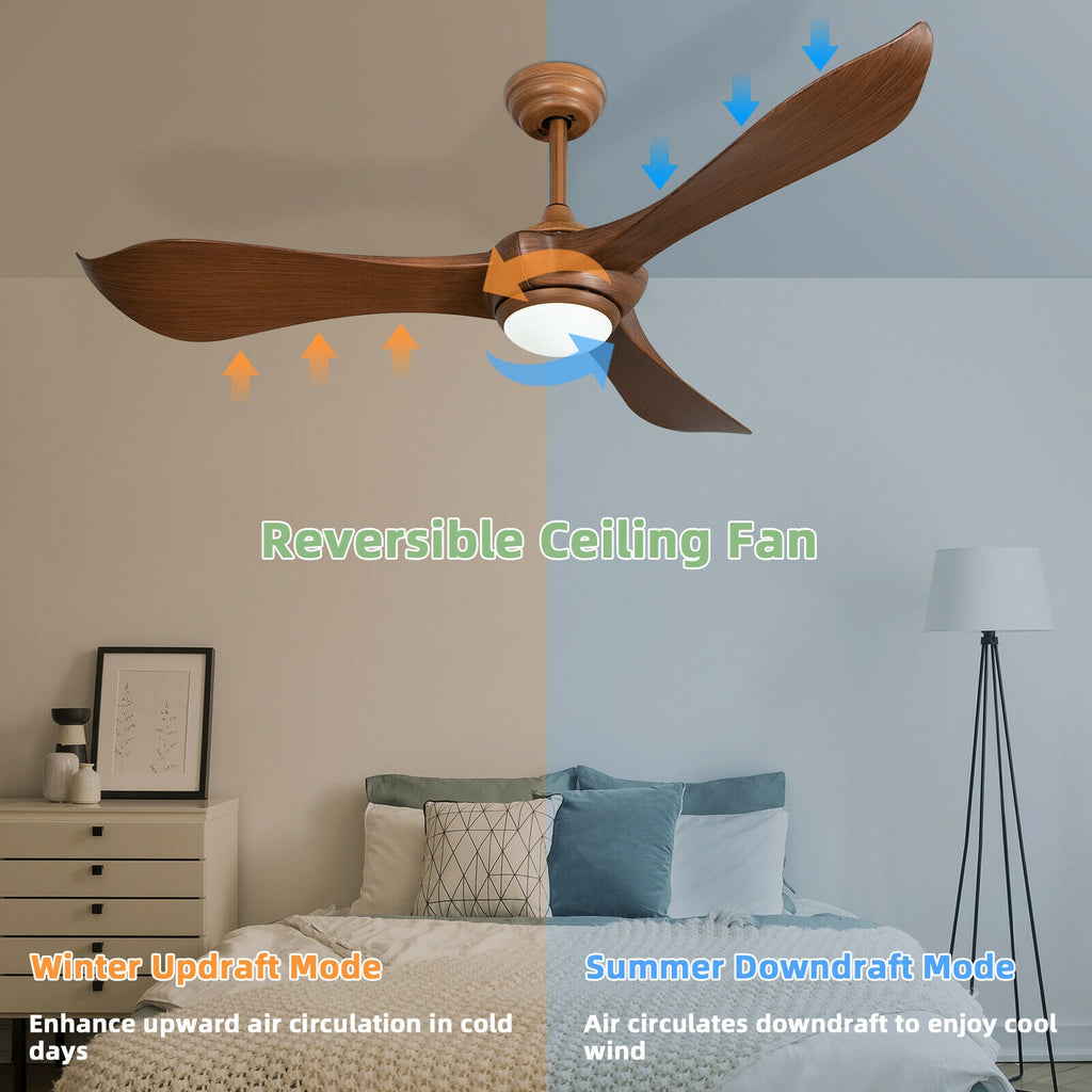 52 Inch Ceiling Fan with Light Reversible DC Motor - With Light