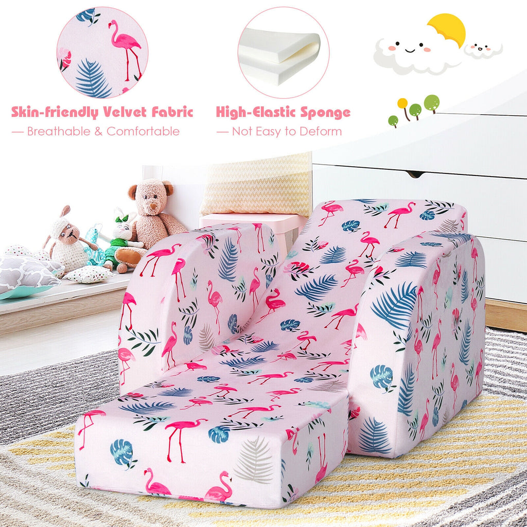 Pink 3-in-1 Convertible Kid Sofa Bed Lounger - Toddler Play & Rest Chair