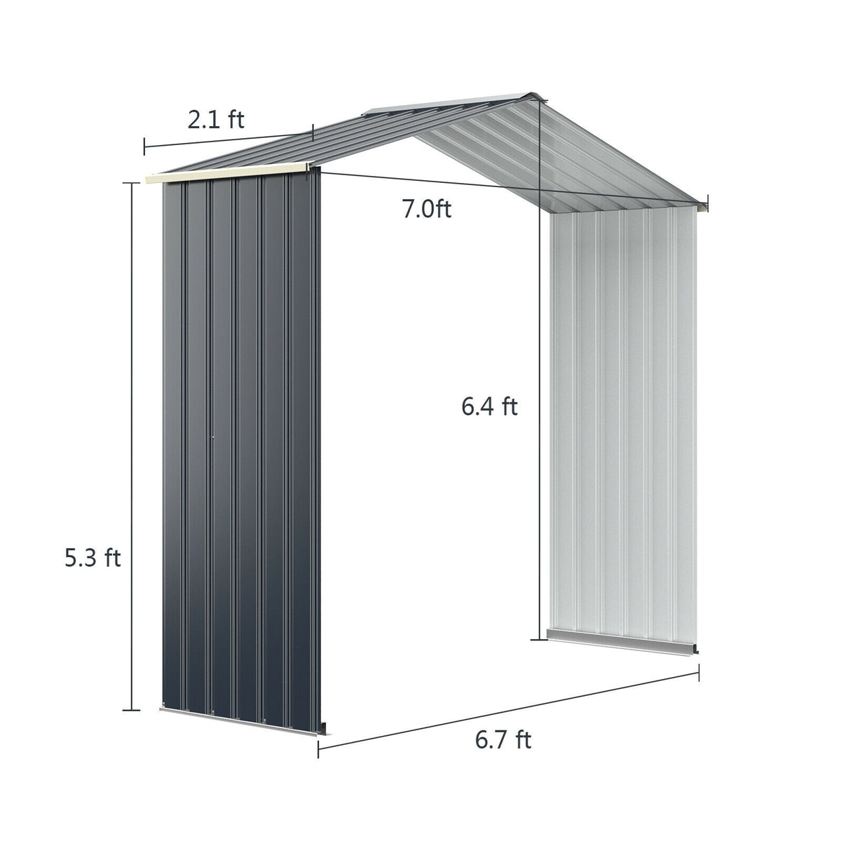 Outdoor Storage Shed Extension Kit for 7/9.1/11.2 Feet Width