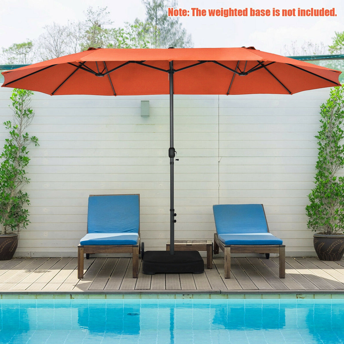 15 Feet Patio Double-Sided Umbrella with Hand-Crank System