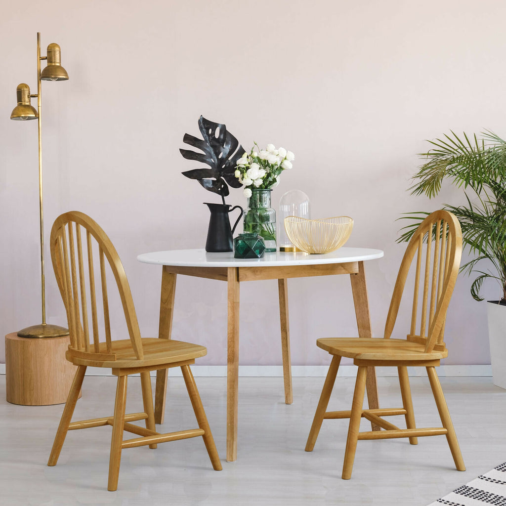 Vintage Wood Dining Chairs Set of 2 - White High Spindle Back
