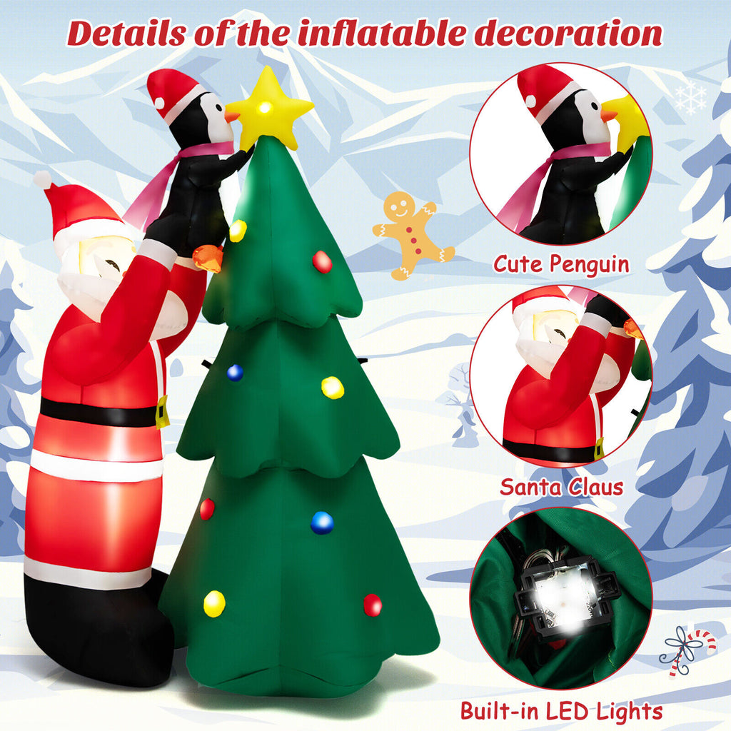 Inflatable Christmas Tree with Santa and LED Lights - G Style Variation, 6 Feet