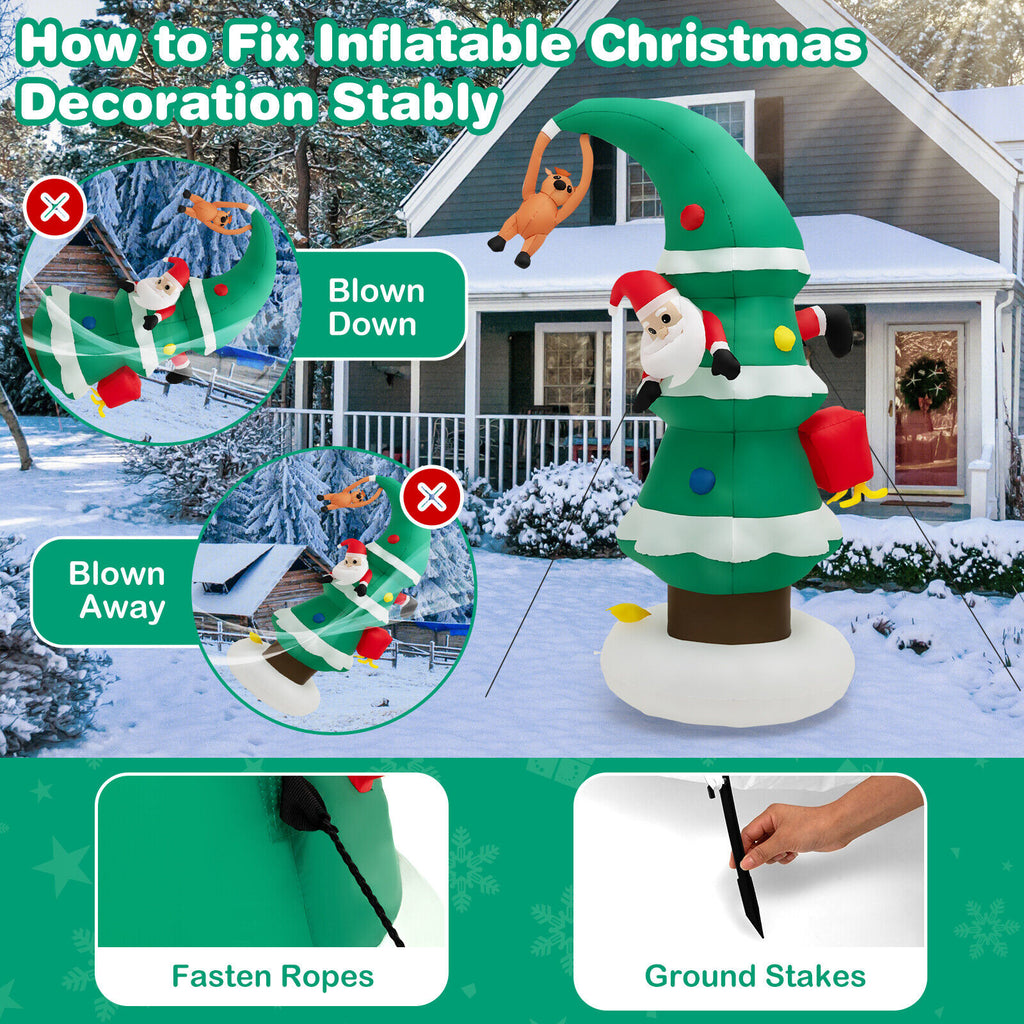 Inflatable Christmas Tree with Santa Claus - 8ft Holiday Decor with LED Lights - Variation: F Style