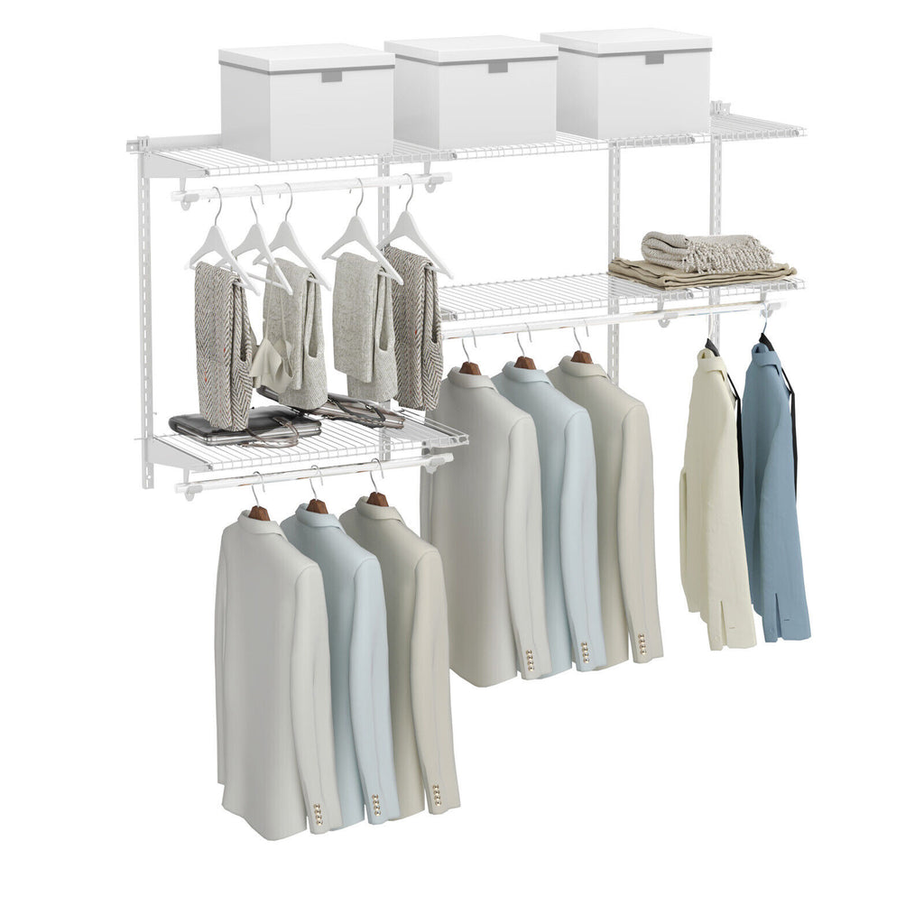 Closet Organizer Kit 3-5 Feet Wall-Mounted System - White