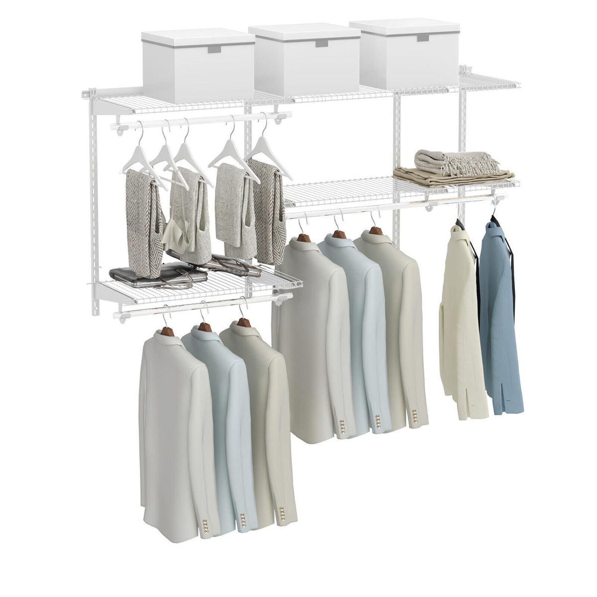 Closet Organizer Kit 3-5 Feet Wall-Mounted System - White