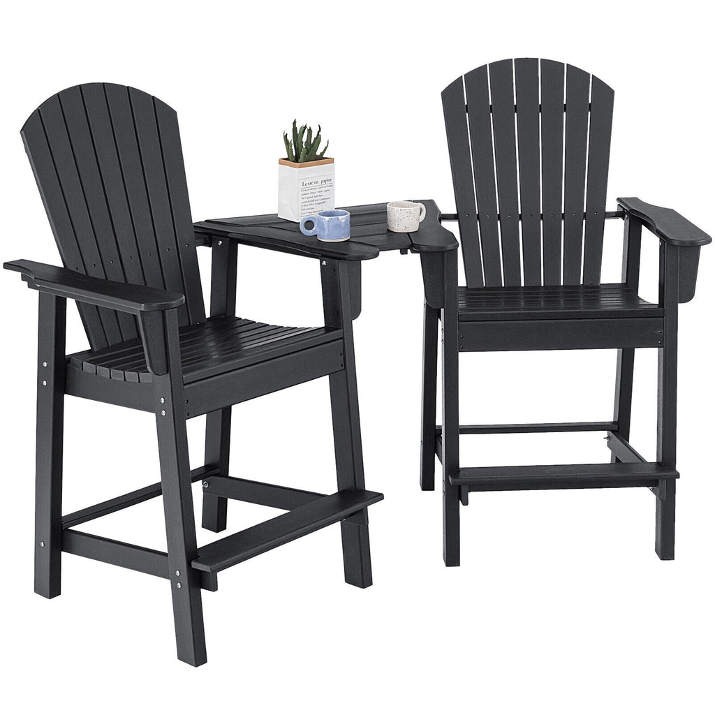 HDPE Patio Chair with Armrest and Footrest - Coffee, 1-Seat