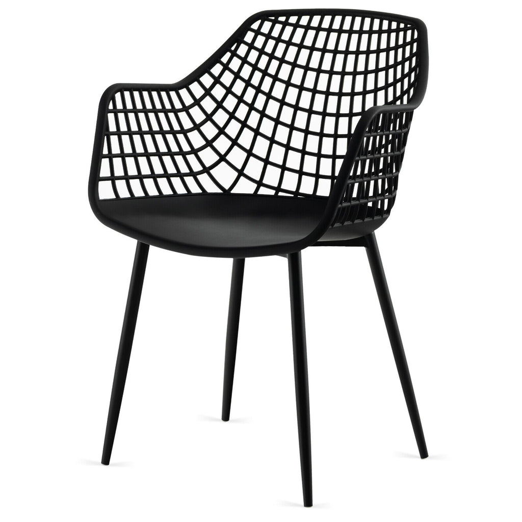 Modern Dining Chair Set of 4 with Hollow Backrest - Black