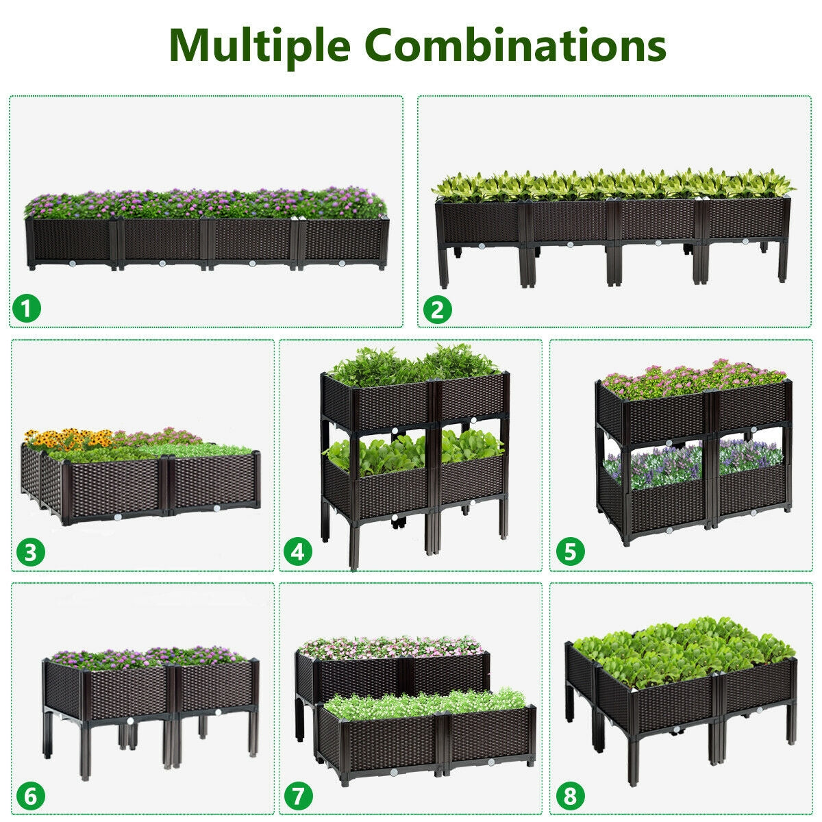 Elevated Garden Planter Box Set of 4 - Brown