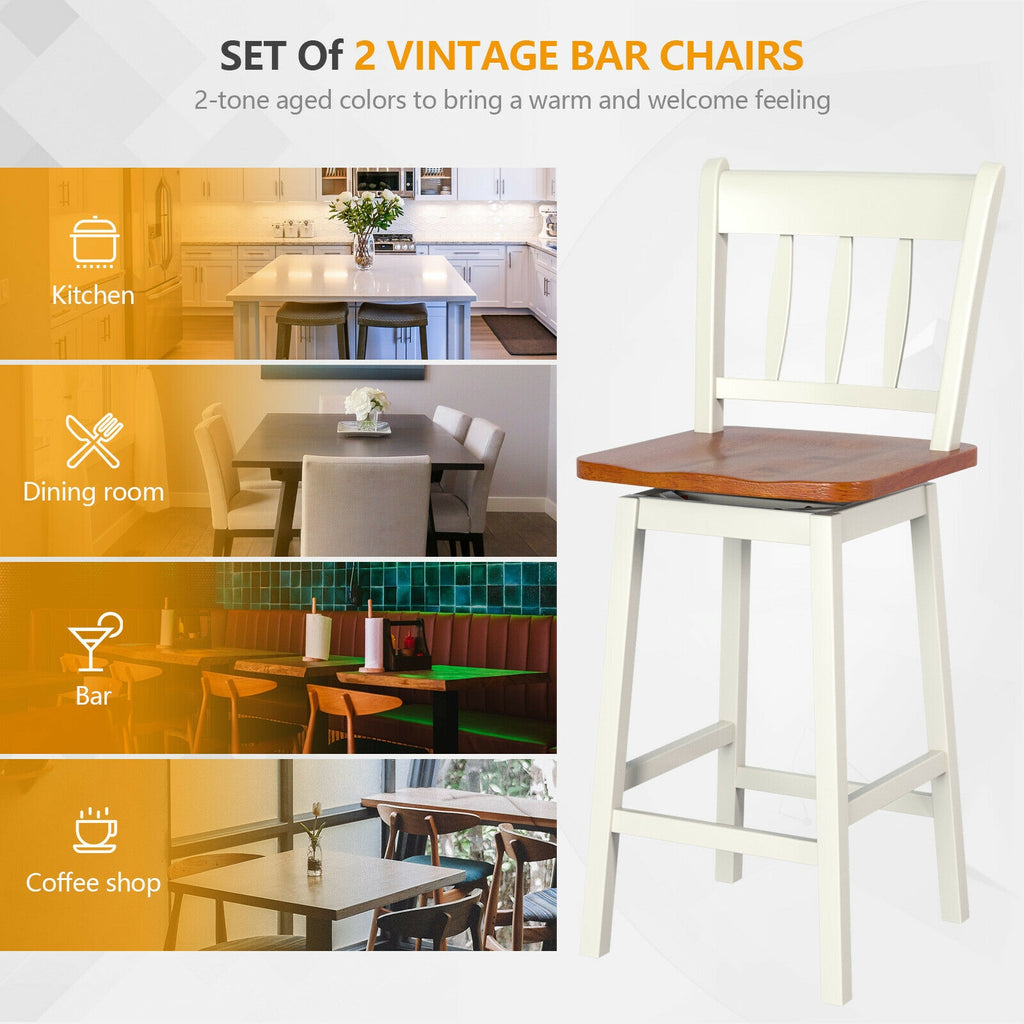 24.5" Swivel Bar Stools Set of 2 - White