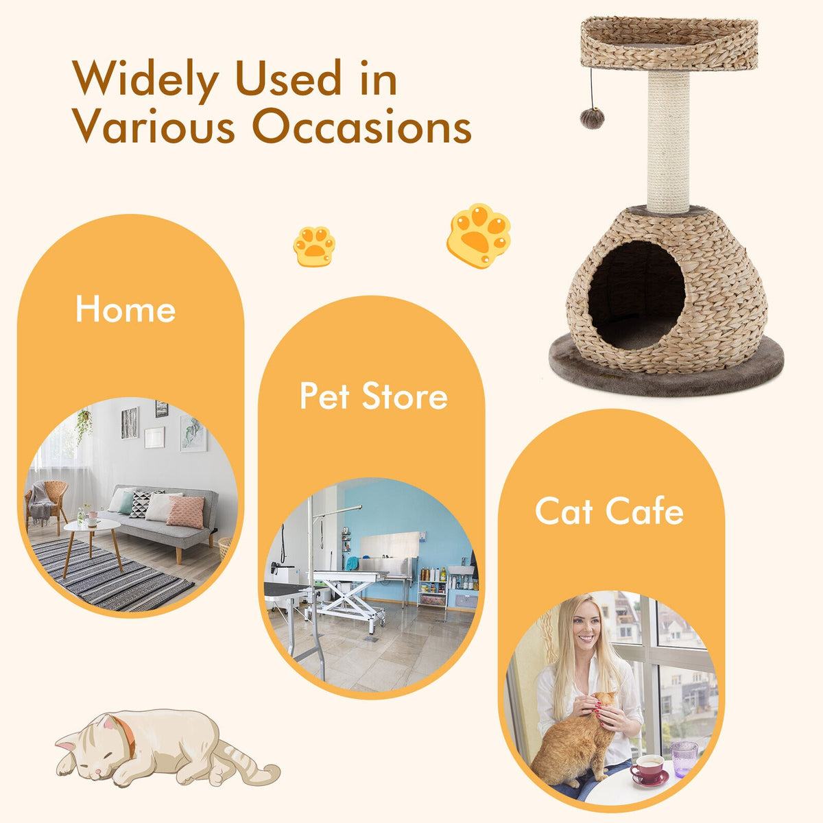 28-Inch Hand-Made Cat Tree Tower with Jump Platform - Coffee Variation