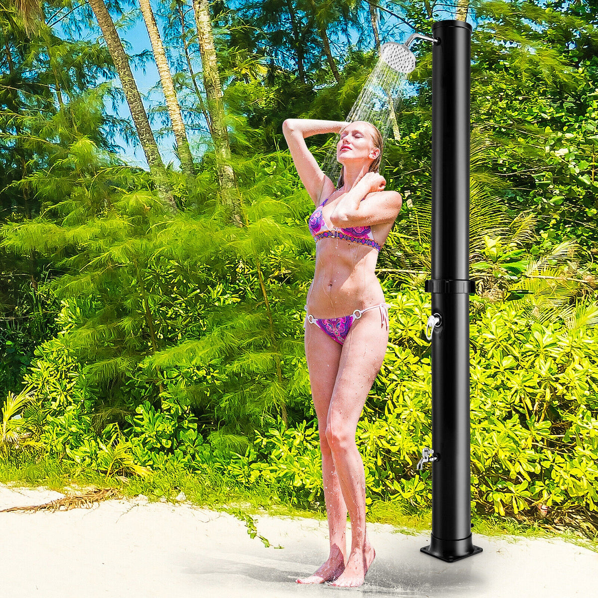 7.2 Feet Solar-Heated Outdoor Shower with Free-Rotating Head